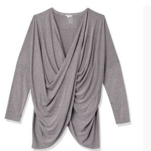 Splendid Long Sleeve Gray Drape Tunic Large NWT